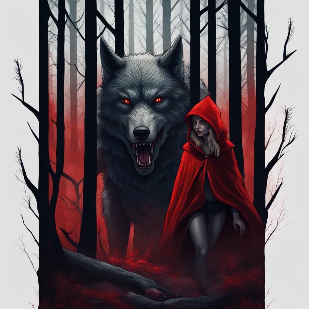 Red Riding Hood Werewolf in Dark Forest