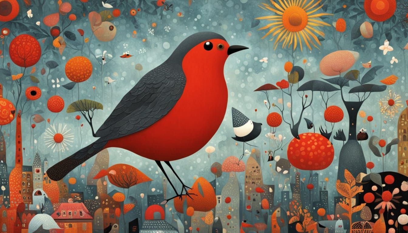 Robin in Style of Kusama and Lourenço