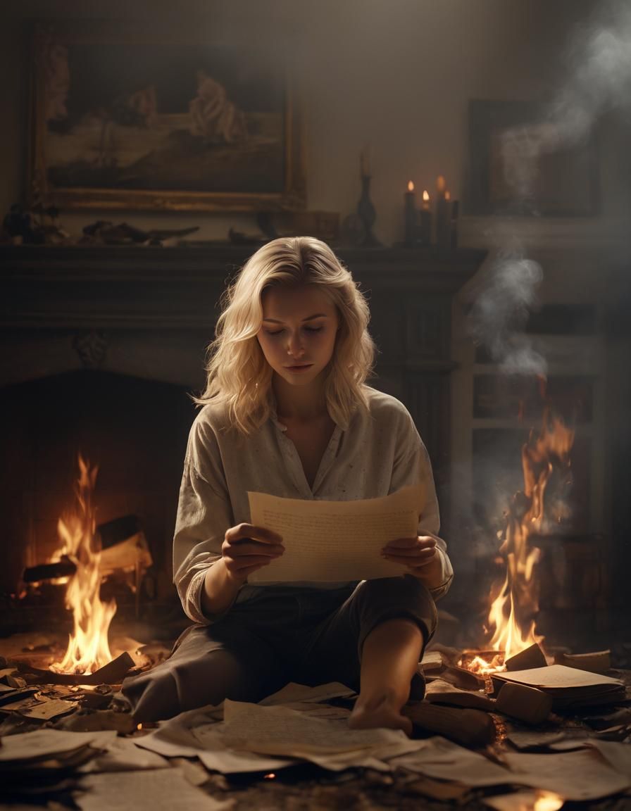 Heartbreak: Woman Burns Love Letters in Golden Light