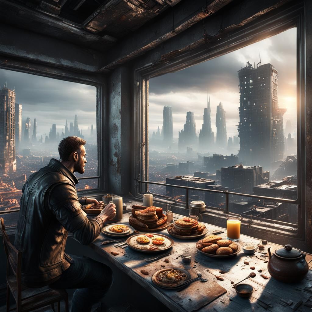 Apocalyptic Cityscape View from Breakfast Window