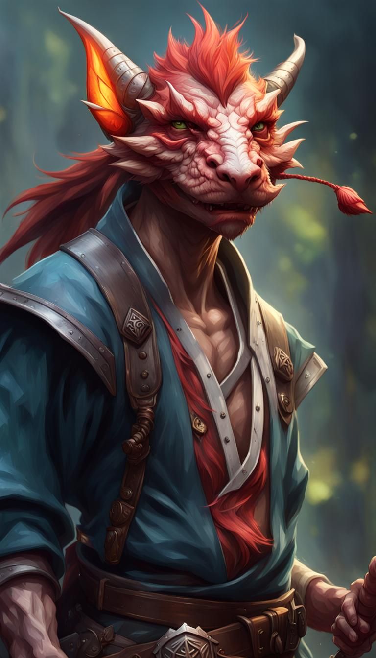 Kobold Adventurer: Dragonkin Martial Artist Portrait