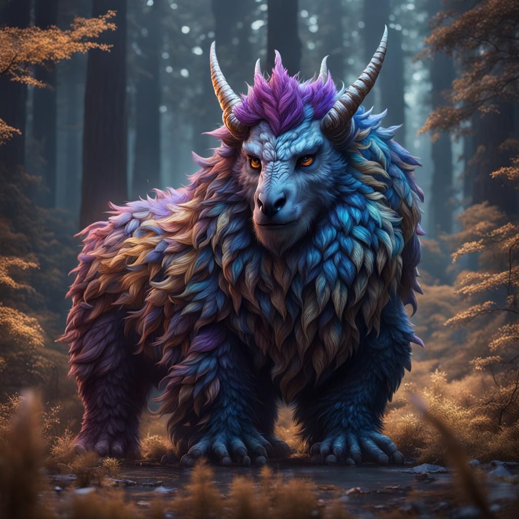 Fantastical Unicorn Owlbear in Detailed Matte Painting