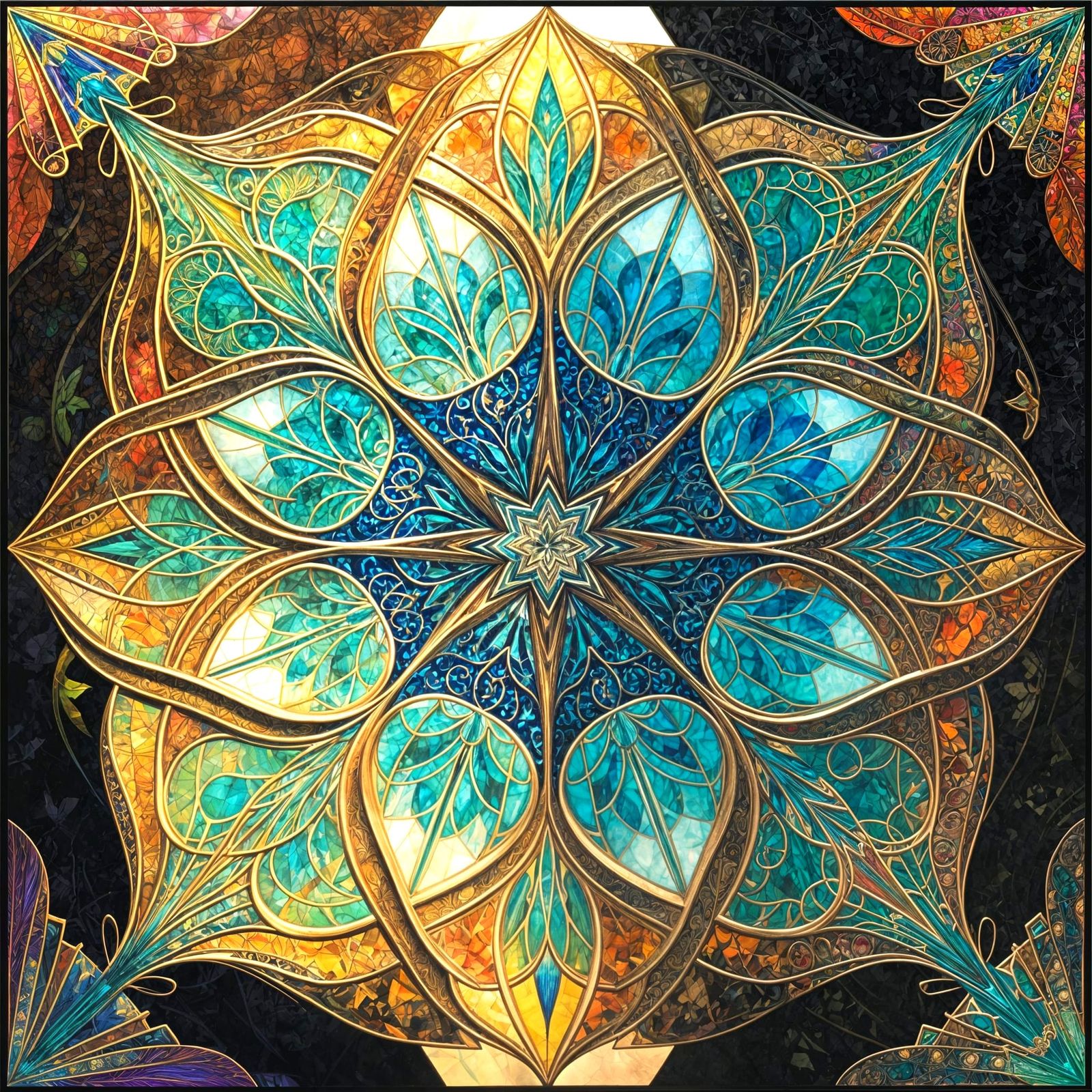 Hyperrealistic Art Nouveau Geometric Botanical Abstract