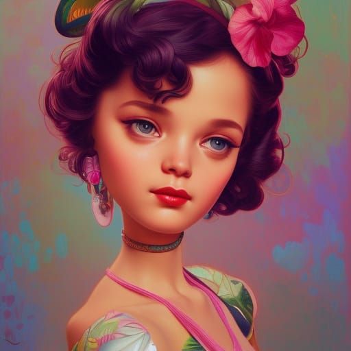Vintage , Blythe, Hula girl , Hawaii , tropical, Lisa Frank, Mark ryden