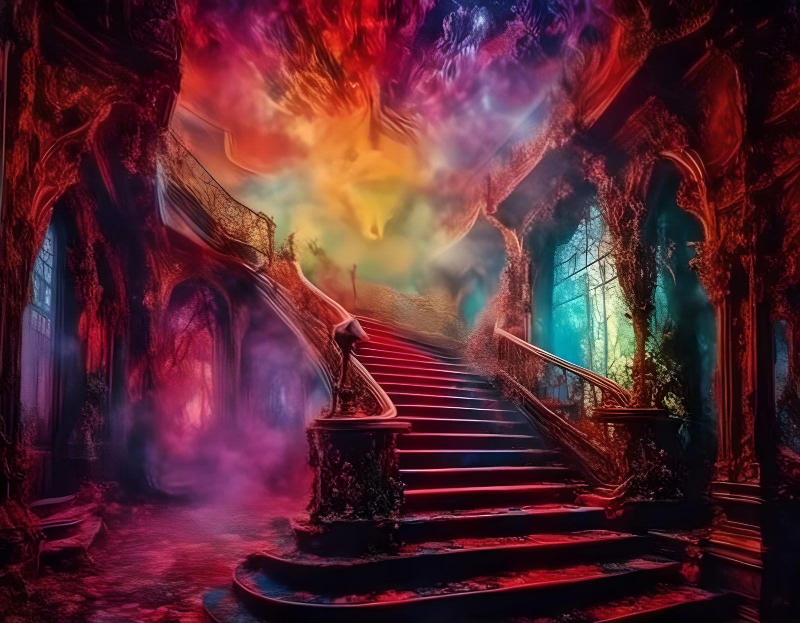 Poisonous Fog Envelops Castle: Dark Fantasy Realism