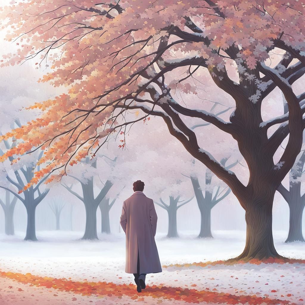 Solitary Figure Amid Cyclical Seasons