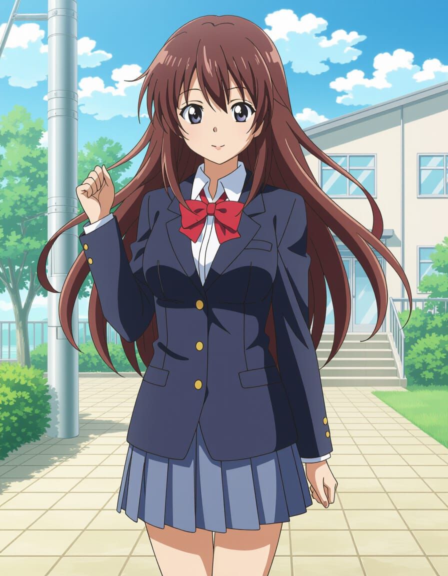 Anime Schoolgirl in Pastel Colors