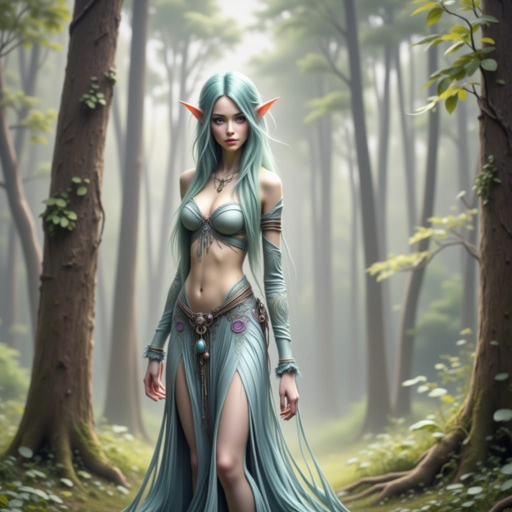 Elf in Wooded Clearing as Darkly Magical Photography