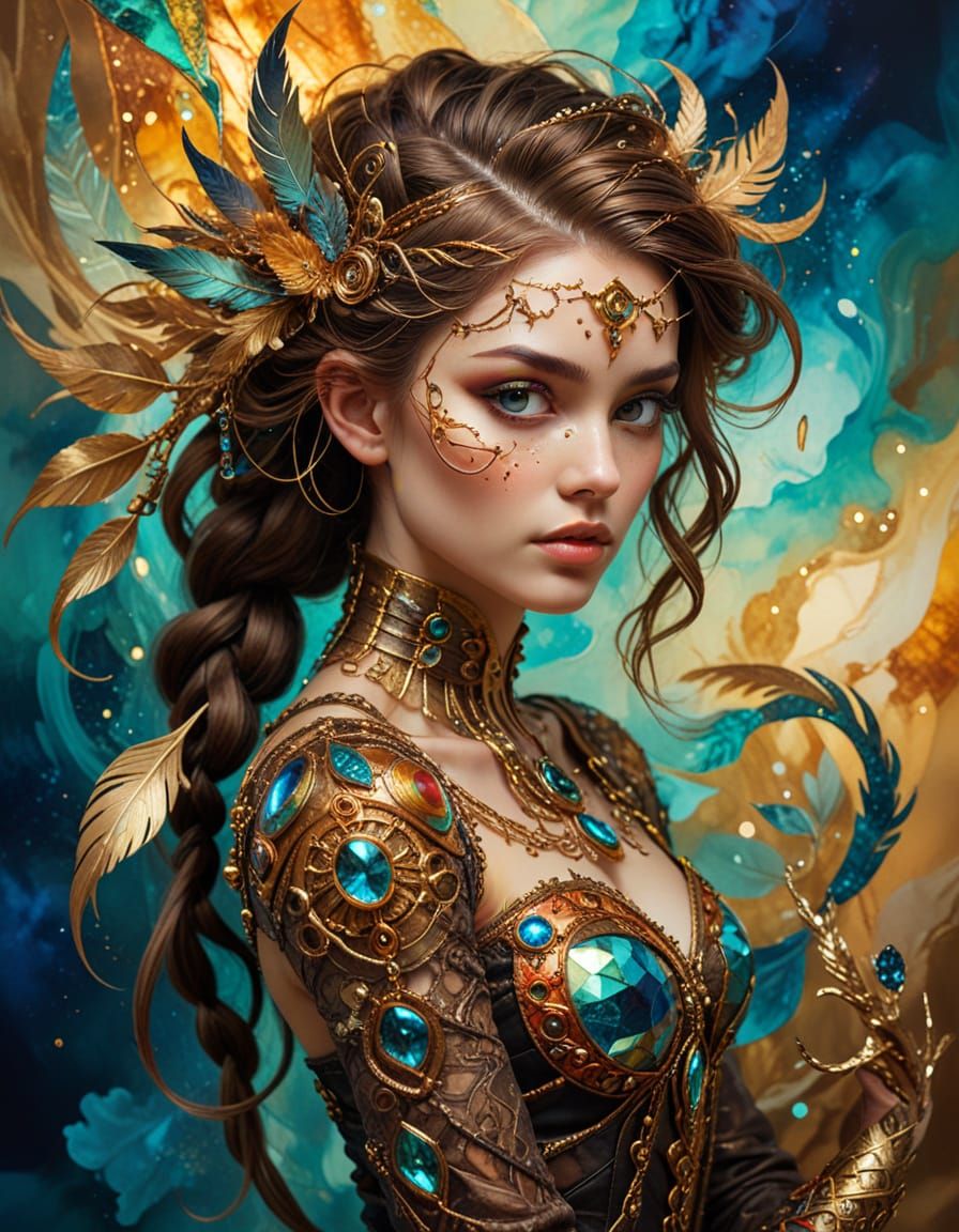 Surreal Pirate Ballerina with Intricate Hair Art