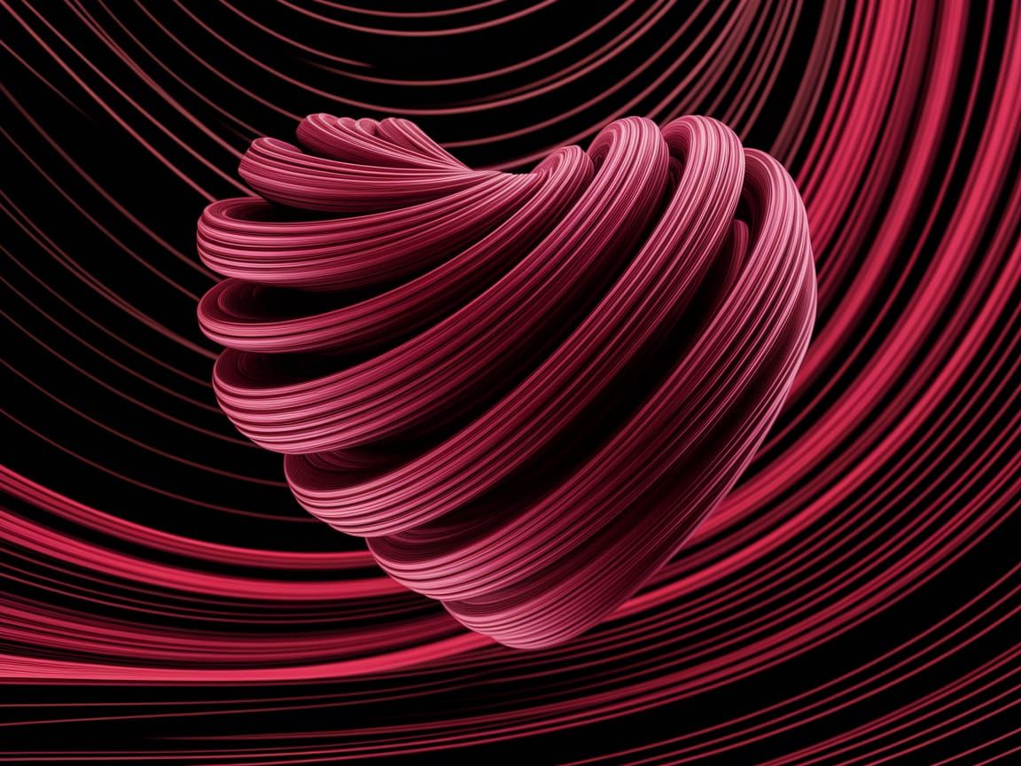 Abstract Heart of Fiber Optics in Expressionist Style