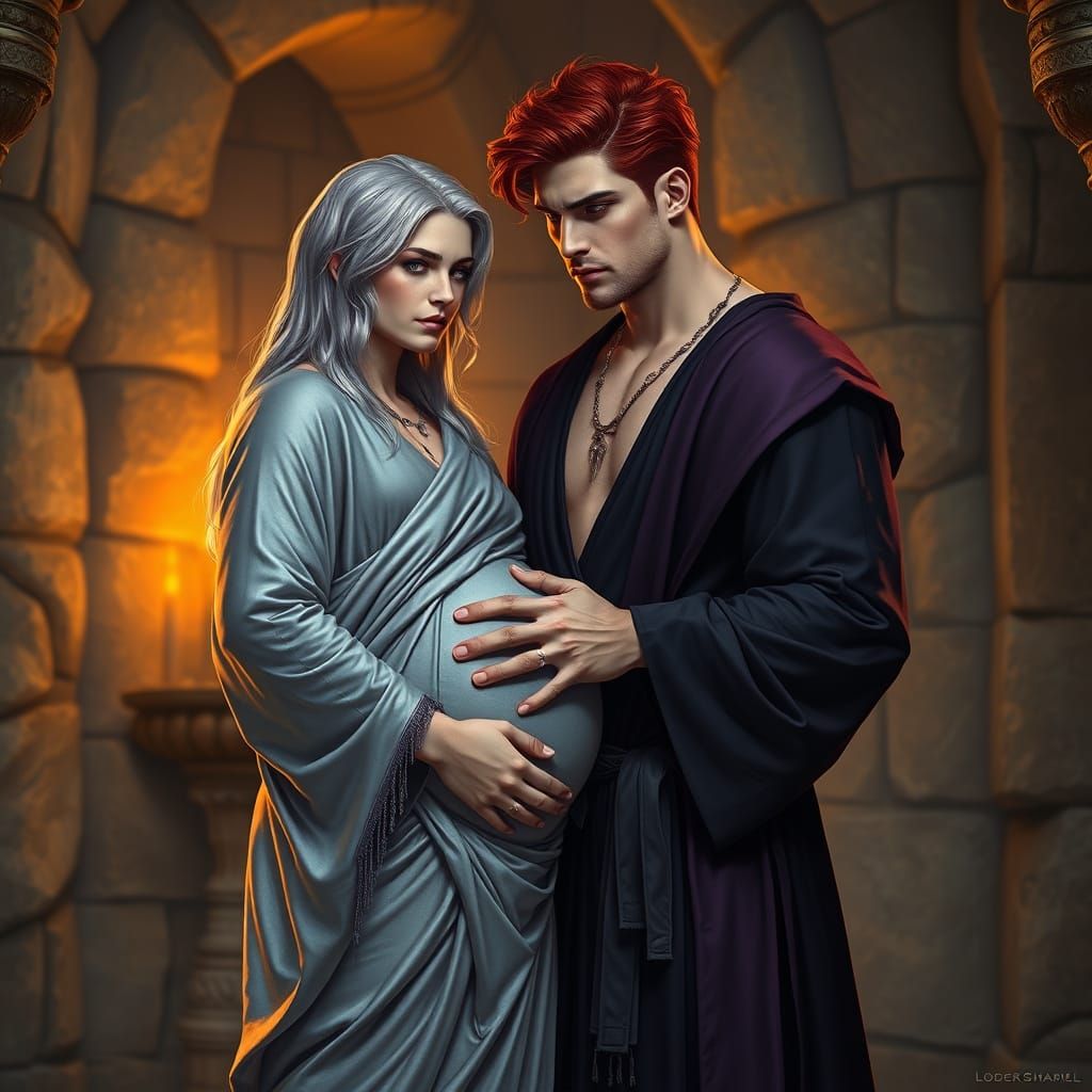 Intimate Portrait of Two Men in Fantasy Setting