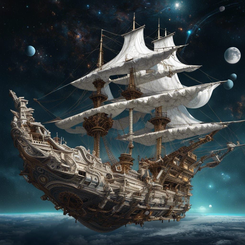 Alien Pirate Ship in Rococo Gothic Style
