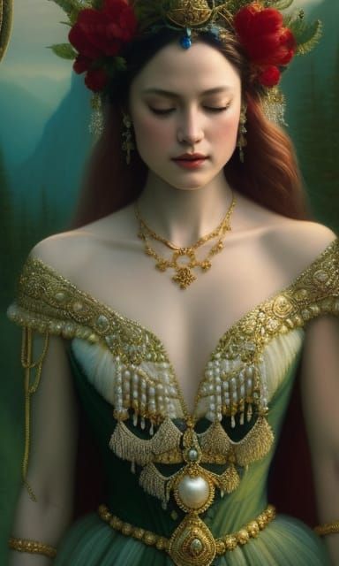 Mountain Goddess Portrait in Hyperrealist Style