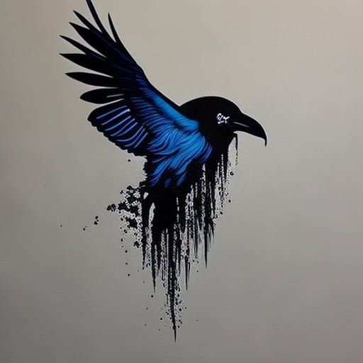 Raven Peeking into Beer Cup: Graffiti Art