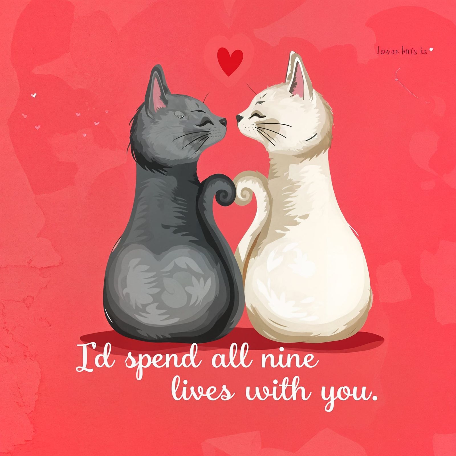 Loving Cats Form a Heart with Their Tails on a Romantic Vale...