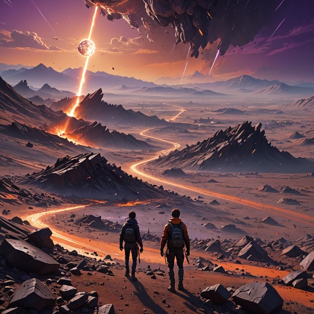 Apocalyptic Meteor Strike in 3D Anime Style