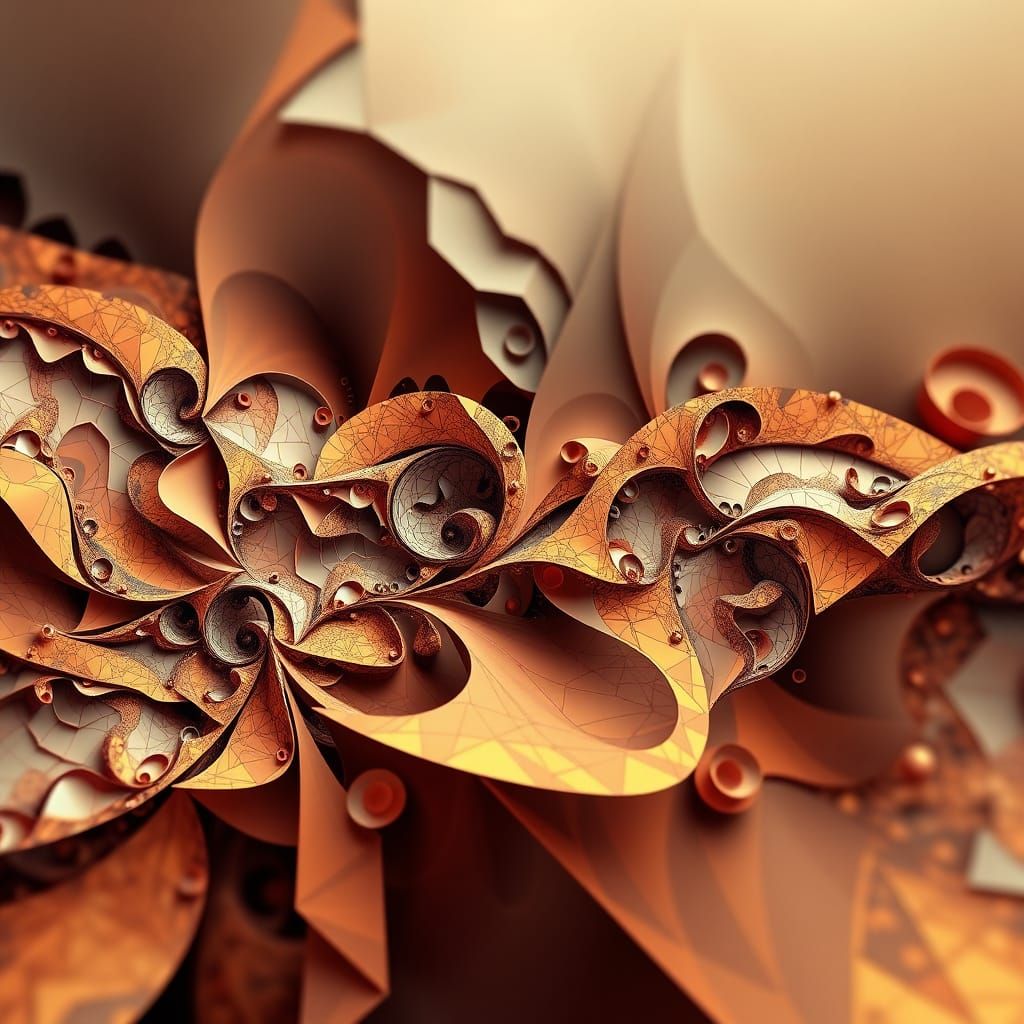 Abstract Geometric Fractal Art in Neo-Cubist Style