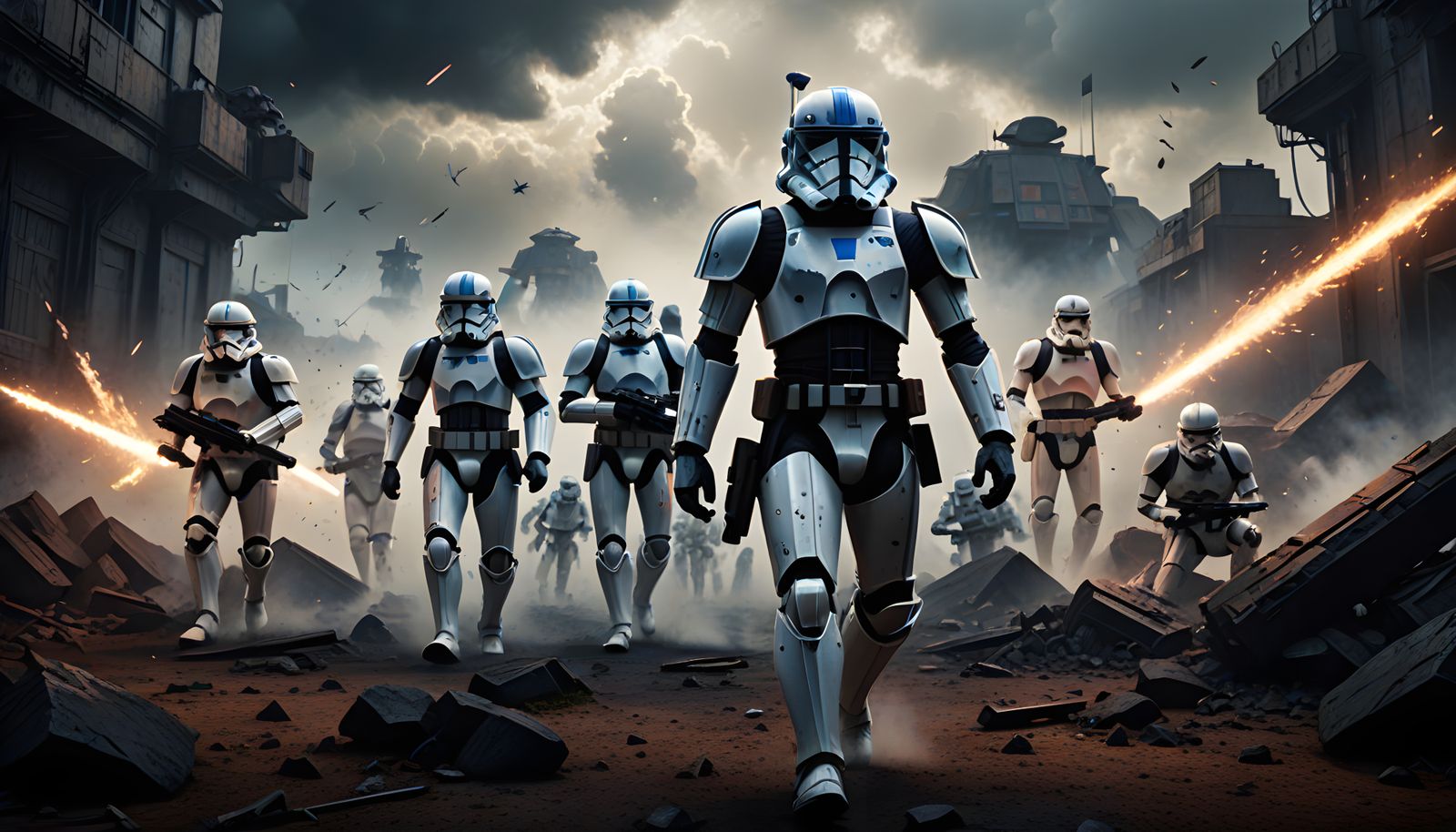 Star Wars Clone Wars Battle Scene with Commander Rex and Mer...