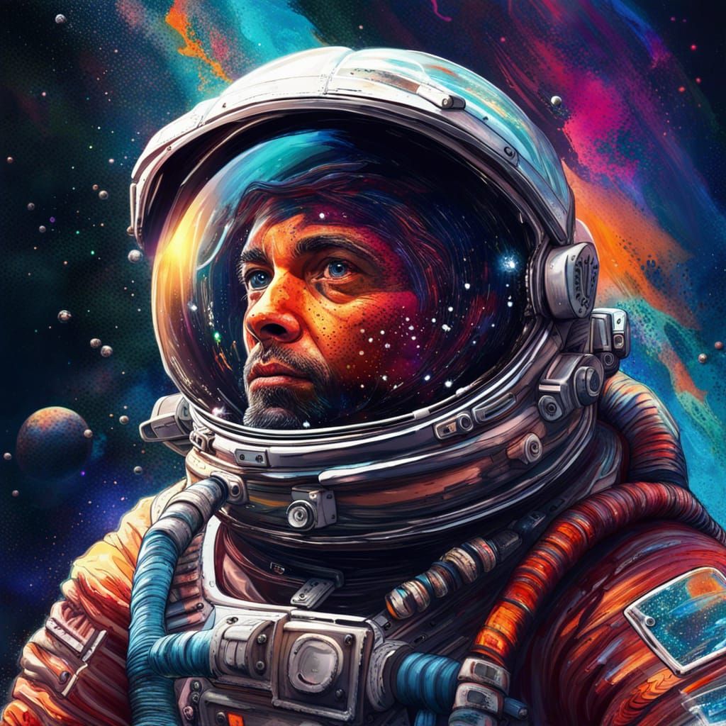 Astronaut in Space: Hyperrealistic Splash Art