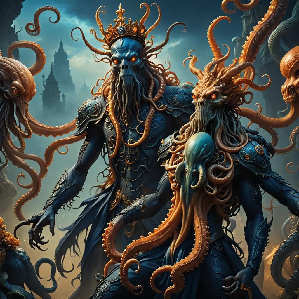 Three-Headed Fantasy Creature in Digital Matte Painting