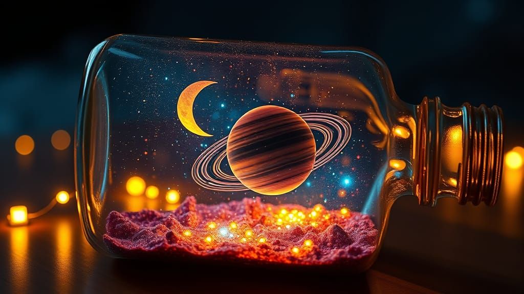 Miniature Galaxy in a Glass Bottle