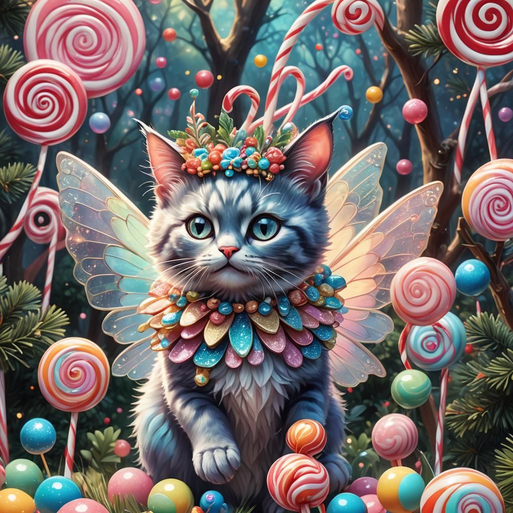 Fairy Cat in Candyland: A Digital Illustration