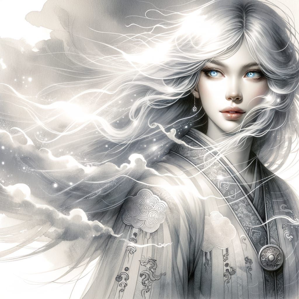Wind Whisperer Oracle in Ink Wash Painting