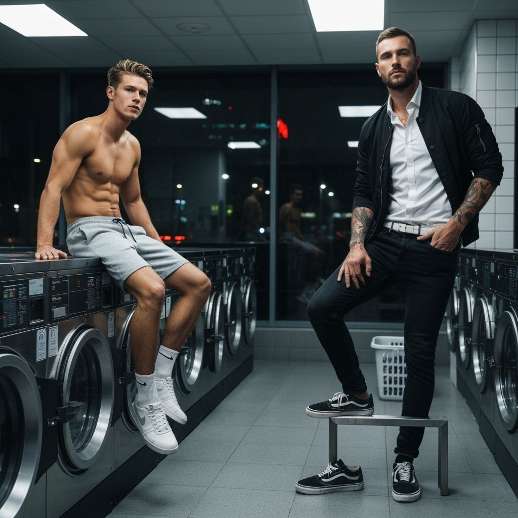 Urban Laundromat at Night: Fashion Editorial