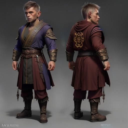 Gruff Halfling Monk Fighter in High Fantasy Style