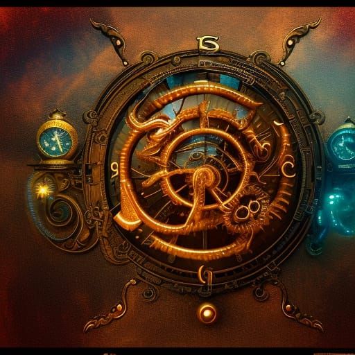 Steampunk Leo Zodiac Symbol in Detailed Matte Painting
