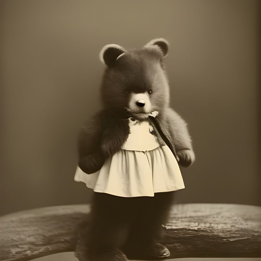 Vintage Sepia Photograph of Little Bear Barnaby