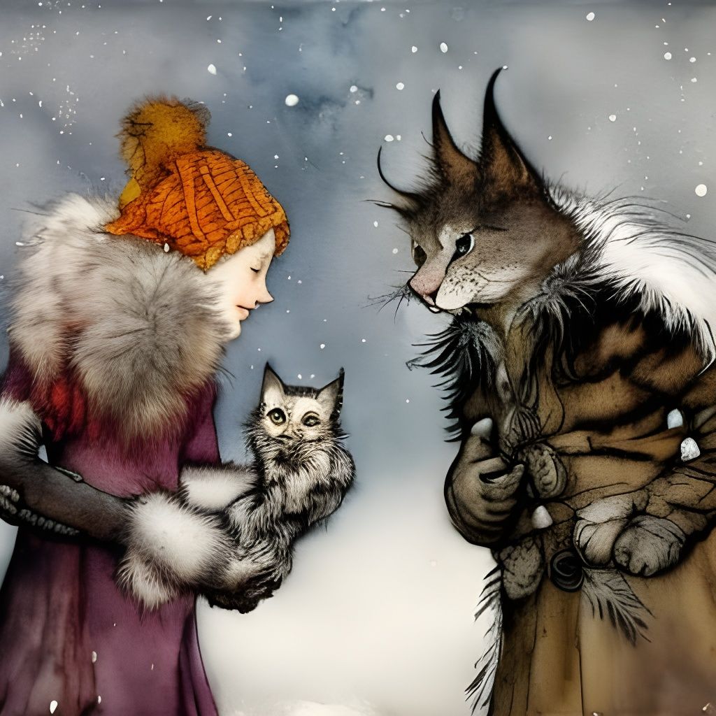 Nordic Völva and Seiðr in Winter, Aquarel Style