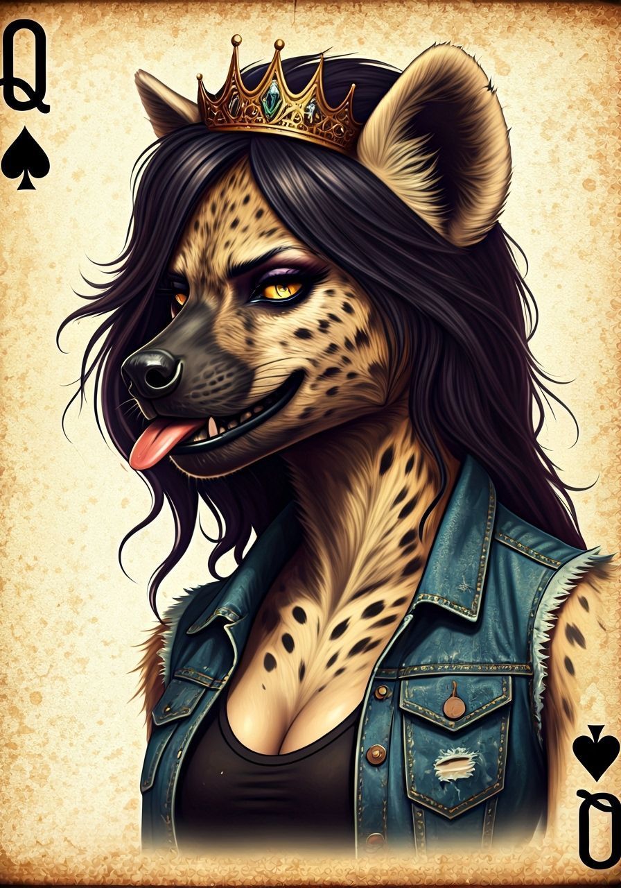 Queen of Spades Hyena in Scuzzy Denim Vest