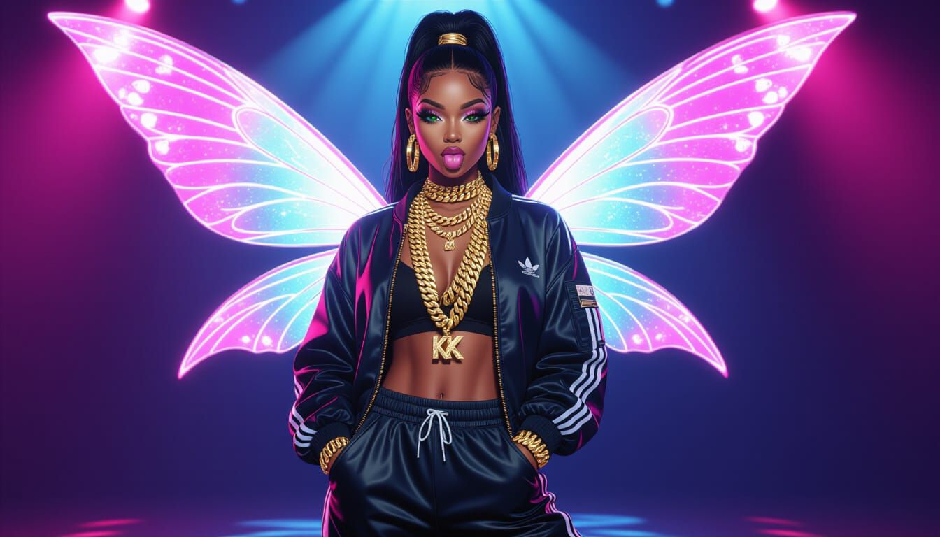 Hip Hop Fairy Star with Glowing Wings