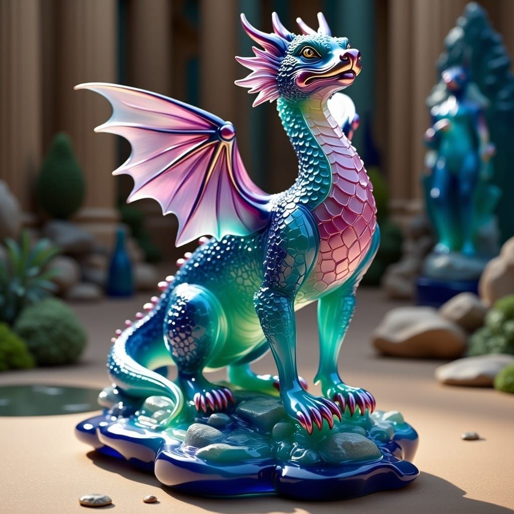 Gemstone Dragon Figurine in Atlantis Ruins