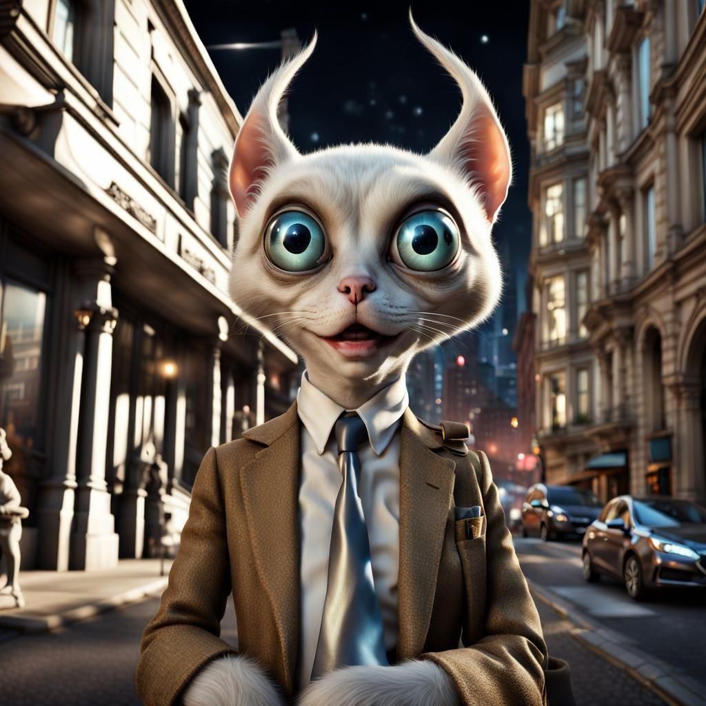 City Living with Aliens and Pets: Photorealistic Art