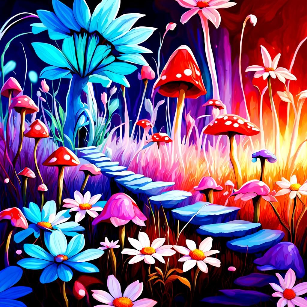 Path through beautiful fantasy fairy garden