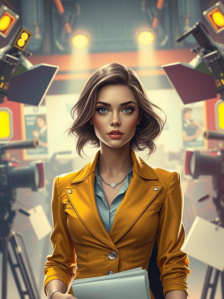 Determined Woman in Hollywood Studio, in Syd Mead Style
