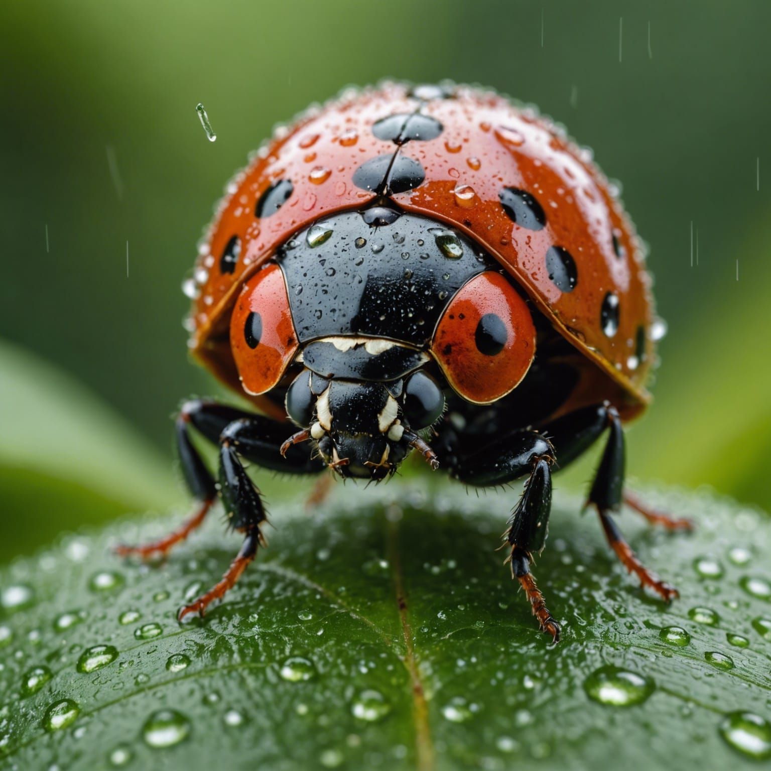 Hyperrealistic Ladybug in Forest Macro Photography