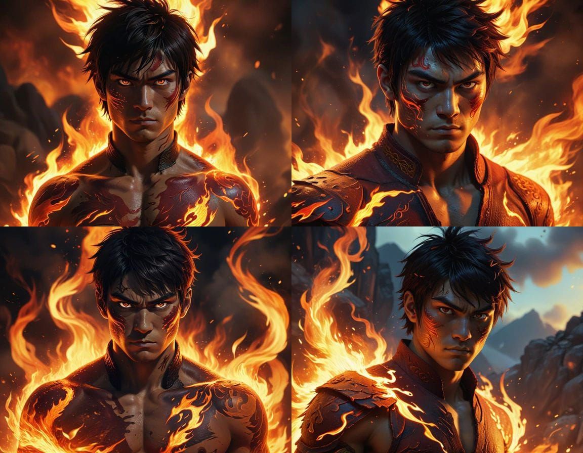 Vibrant Ink Painting of Zuko's Determined Face