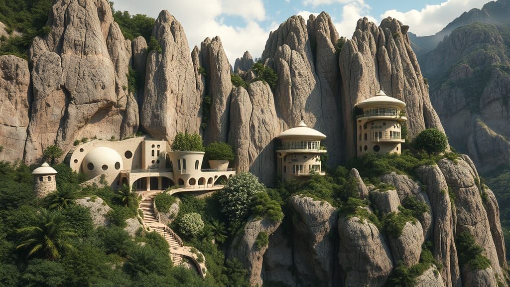 Sci-Fi Organic Cliffside Architecture