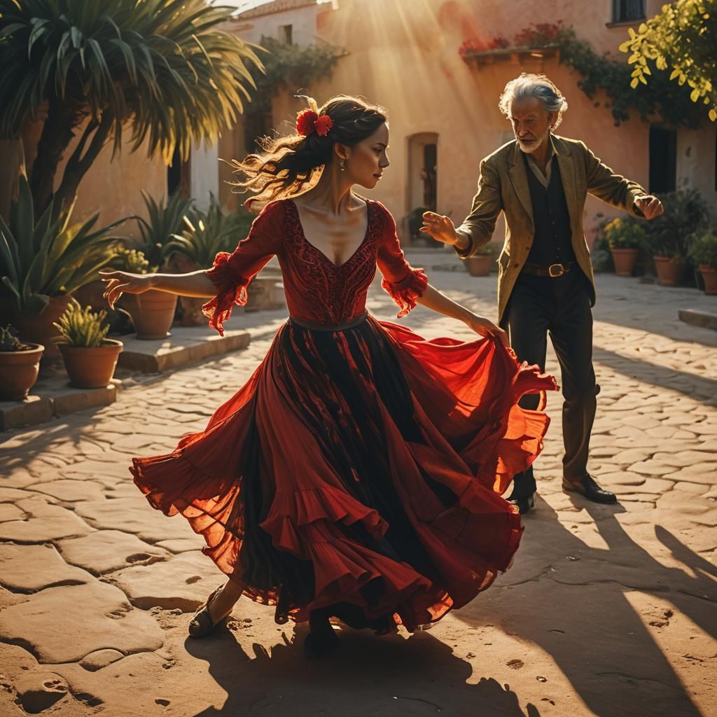 Alien Flamenco Dance in Impressionistic Style