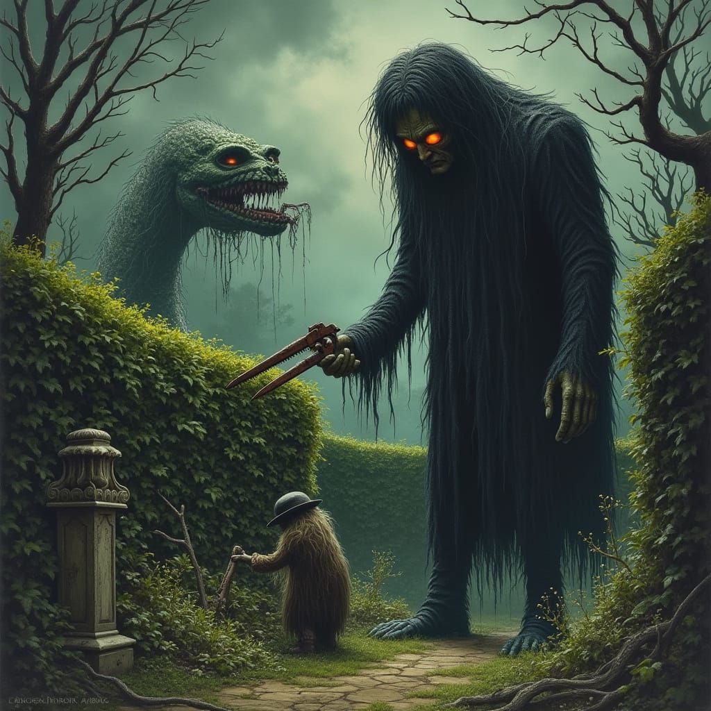 Eerie Overgrown Garden with Cousin Itt and Lurch