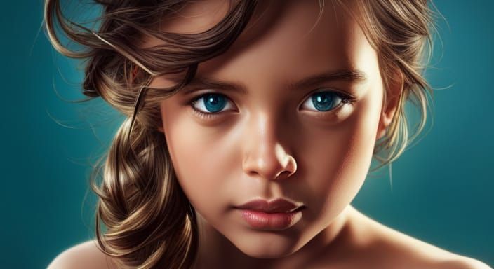 Hyperrealistic Portrait of a Teenage Girl with Curly Hair