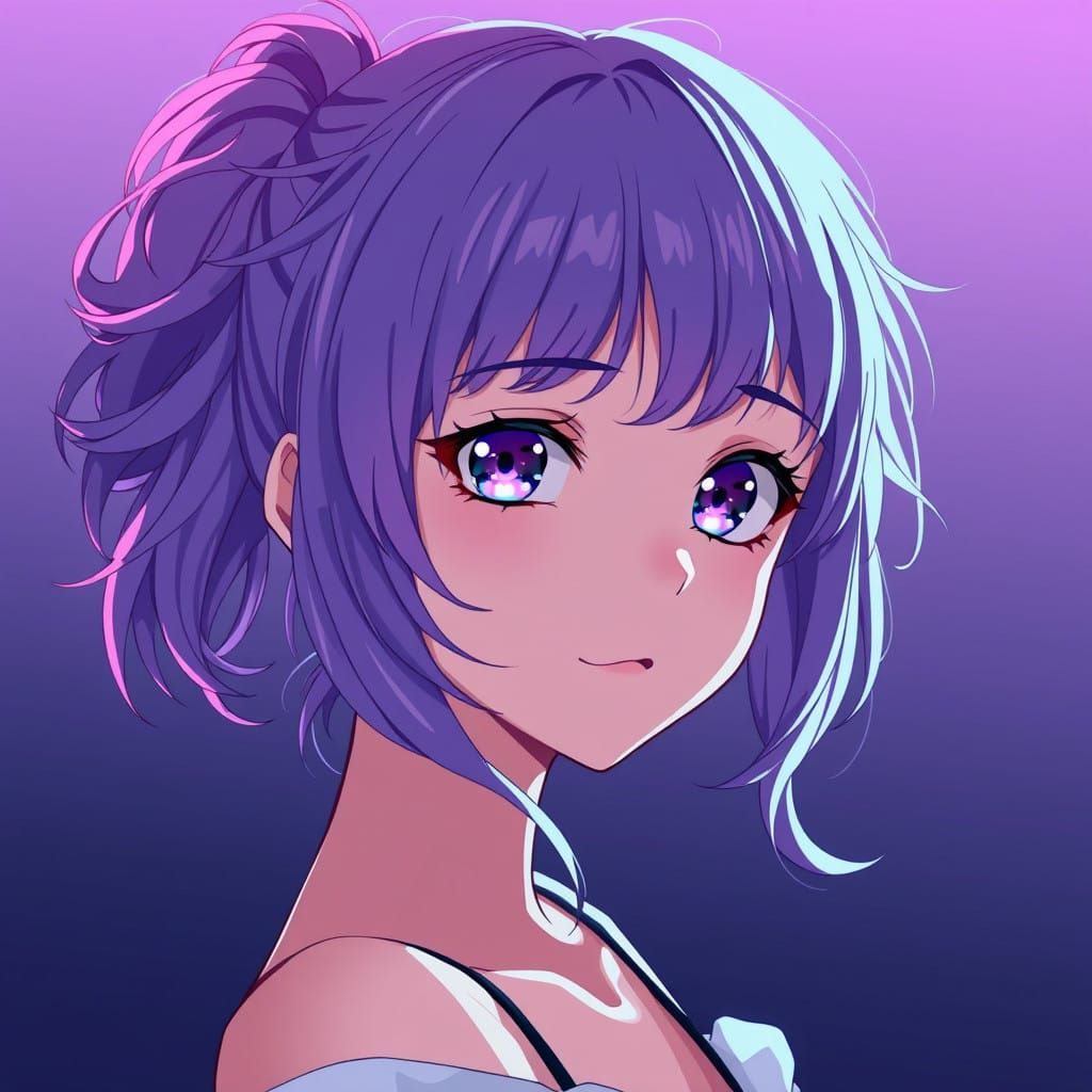 Anime Goddess in Lavender Hues