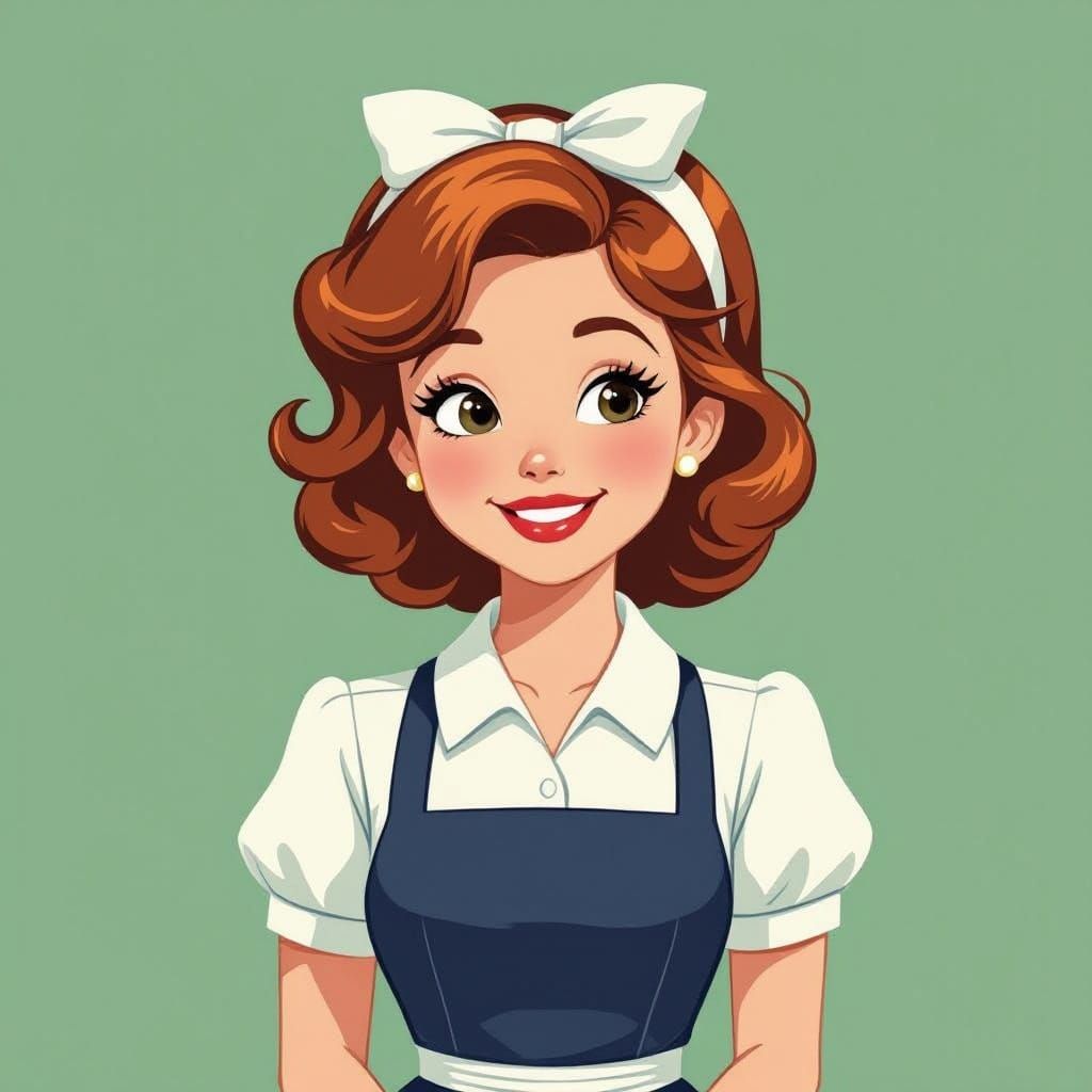 Cartoon Waitress in 1950s Animation Style
