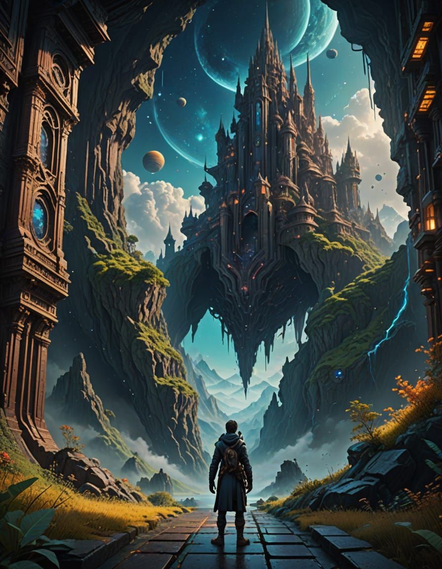 Ethereal Infinity Scene in Vibrant Colors and Intricate Deta...