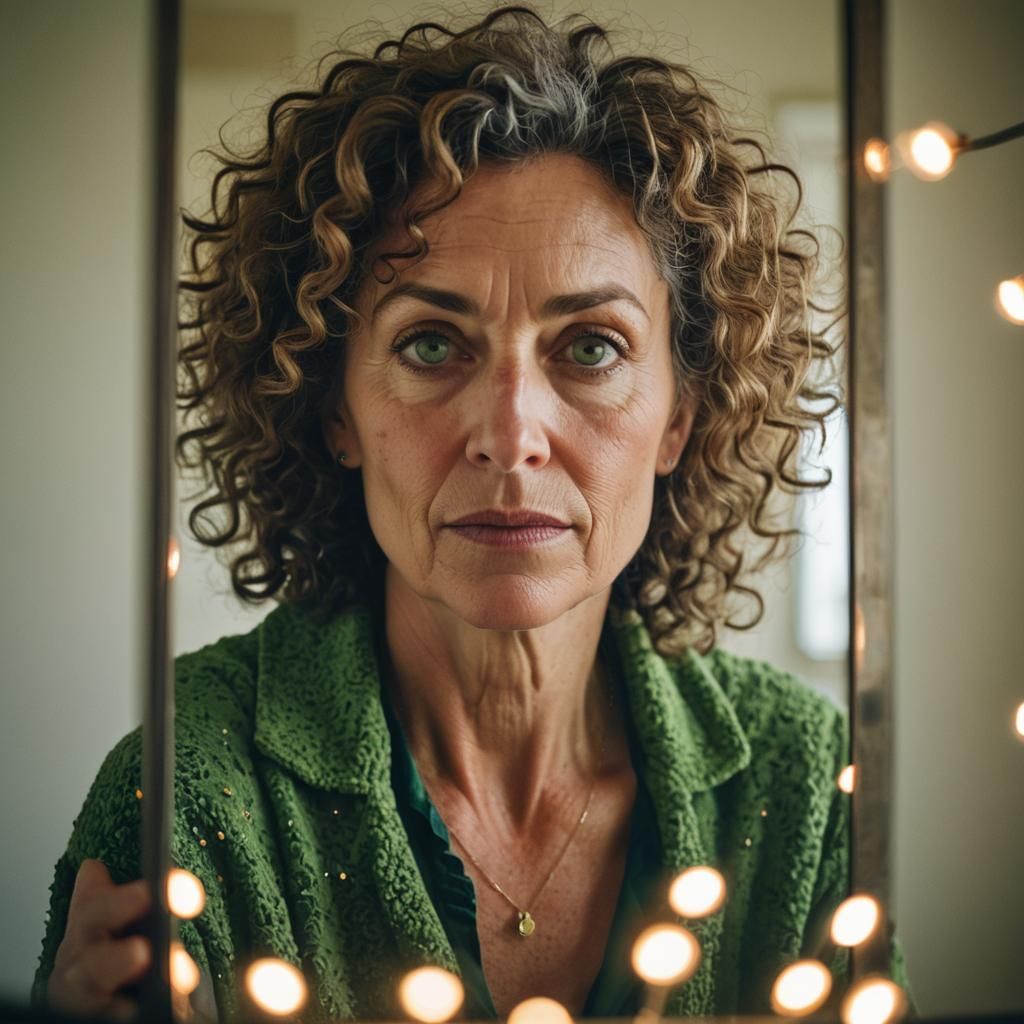 Introspective Portrait of Woman Gazing at Reflection