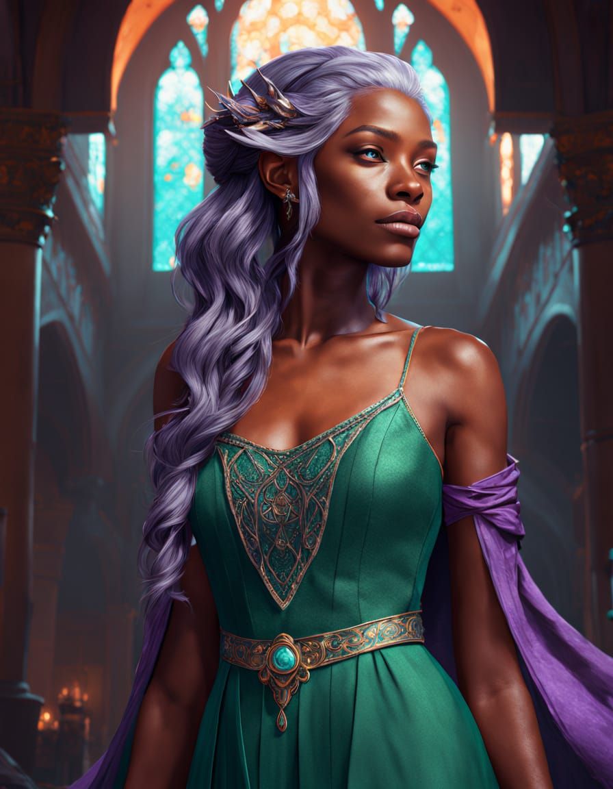 Elegant Dark Fantasy Elf in Medieval Grandeur