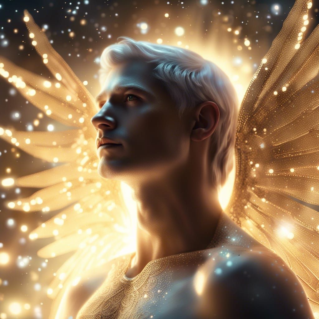 Radiant Angel in Galactic Starscape: Matte Painting